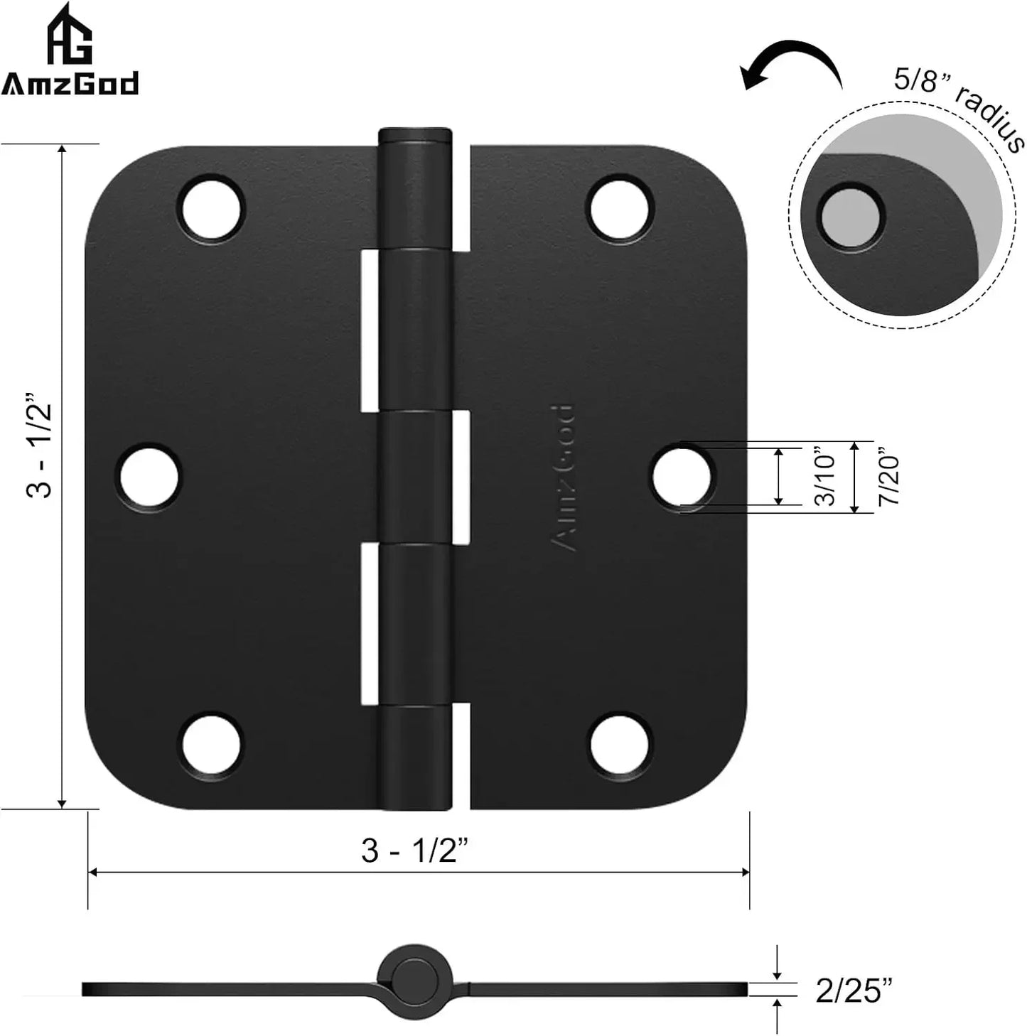 The Ball-Bearing Butt Hinge (Set of 30), 3.5" x 3.5" — Matte Black