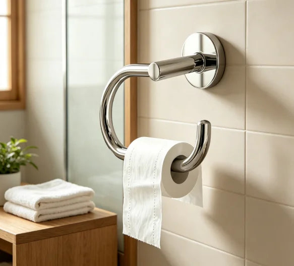 Toilet & Towel Holder - Black, Chrome, Gold