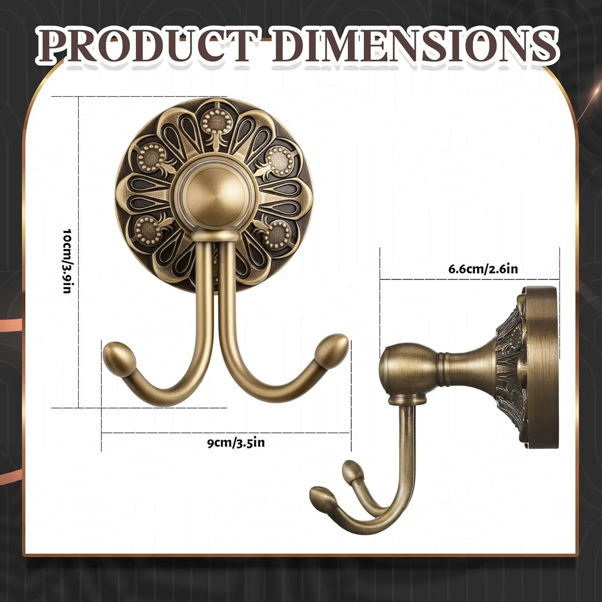The Double Towel Hook (Set of 4) — Brushed Brass