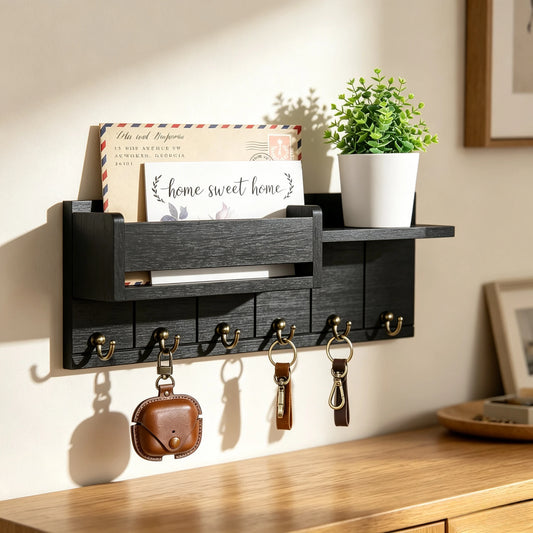 The Entryway Key & Mail Rack — Natural Wood
