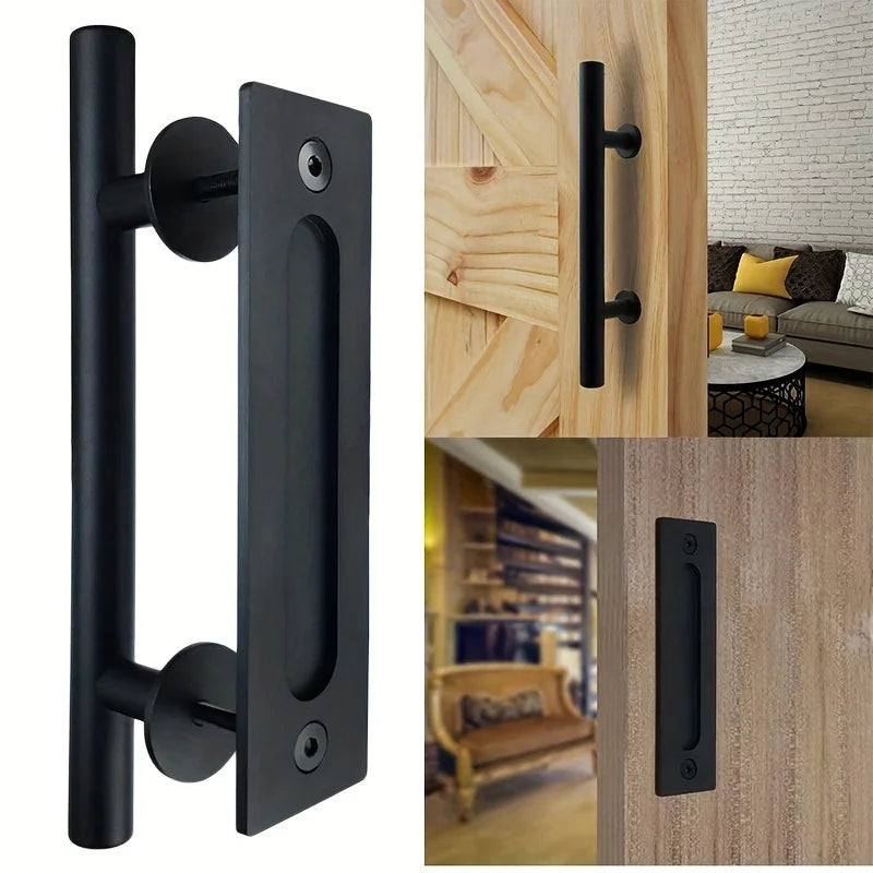 The Flush-Mount Sliding Barn Door Handle — Matte Black