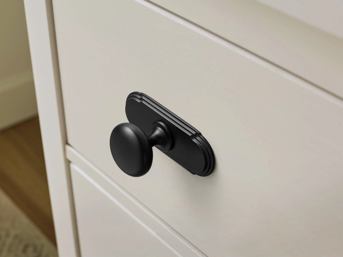 The Single-Hole Backplate Cabinet Knob (6-Pack) — Brushed Brass