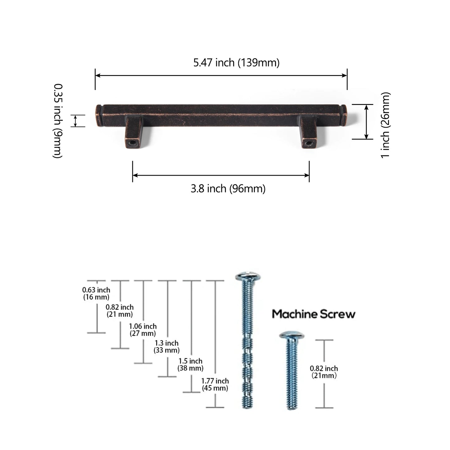 The Straight Drawer Bar Pull — Oil-Rubbed Bronze
