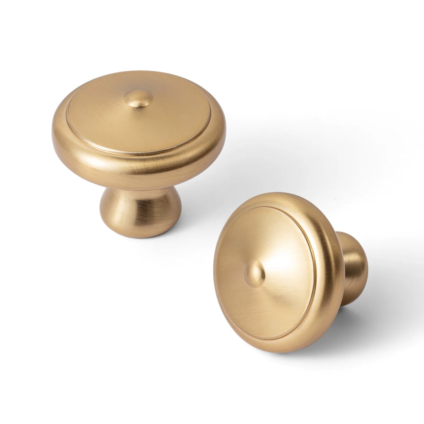 The Center-Button Cabinet Knob (6-Pack) — Brushed Brass