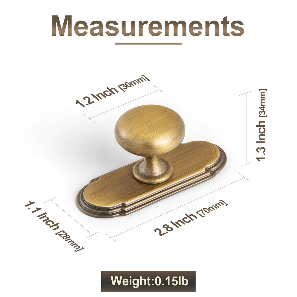 The Single-Hole Backplate Cabinet Knob (6-Pack) — Brushed Brass