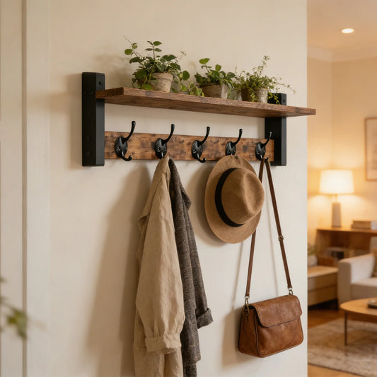 The Entryway Hook Rail (5-Hook) — Natural Wood